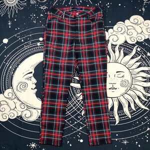 Tommy Hilfiger Pant Women's 10 Red Plaid Tapered Leg Grunge Preppy Academia